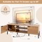 Natural Wood TV Stand with Charging Station, Storage, Metal Legs and Cable Management